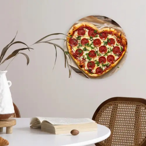 Pizza - Hart - Pepperoni - Tomaat Wandcirkel plexiglas klein -sfeer4