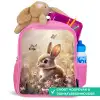 Bloemen - Bruin - Konijntje - Vlinder Kinderrugzak - Roze middel -inhoud_NL