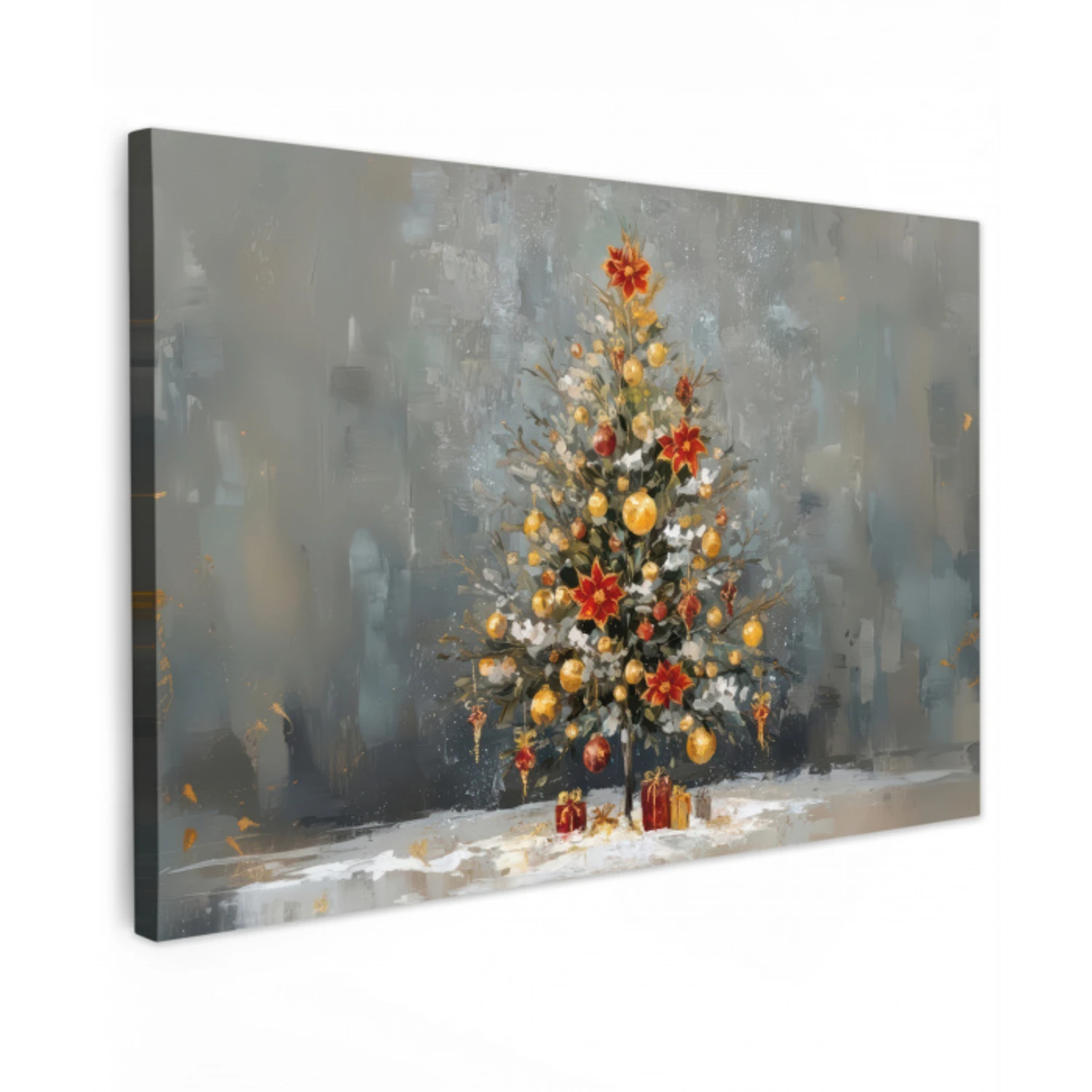Kerstboom - Cadeaus - Rood - Goud canvas 2cm klein -z3d