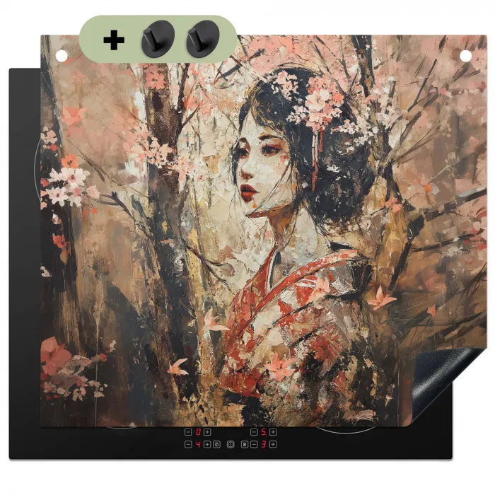 Kimono - Vrouw - kersenbomen Inductie beschemer met haakjes middel -3d