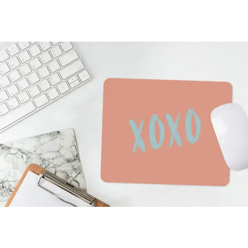 XOXO - Blauw - Perzikkleur muismat rubber klein -witbureau