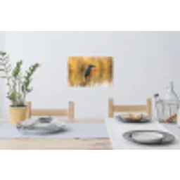 IJsvogel - Tak - Water - Kleurrijk - Levendig Muursticker klein -eettafel