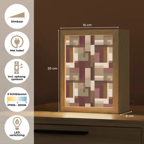 Modern - Geometrie - Kleurrijk Light Box met kabel (Tafellamp) klein 925 -USP_NL
