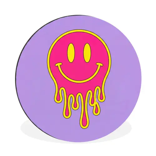 Smiley - Drip - Neon Wandcirkel aluminium klein -3d