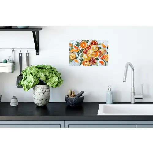 Schijfjes - Fruit - Oranje - Mozaïek Muursticker klein -keuken