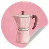 Roze - Mokkapot - Illustratie - Koffie Wandcirkel behangsticker klein -3d
