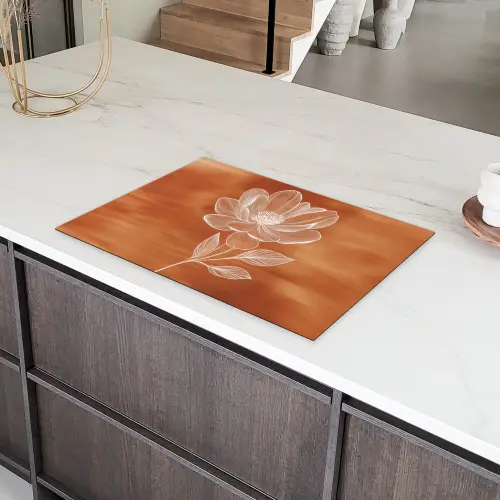 Bloem - Minimalistisch - Wit Inductie beschermer vinyl 3mm klein -sfeer8