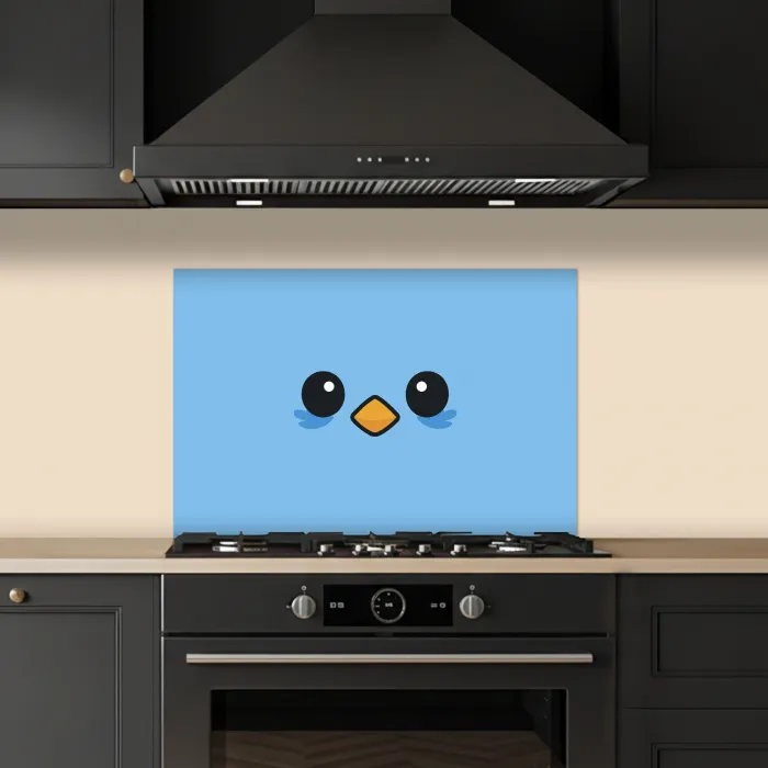 Vogel - Blauw - Eenvoudig keuken achterwand spatscherm klein -sfeer1