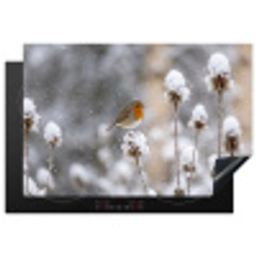 Roodborstje - Gedroogde bloem - Sneeuw - Winter - Vertederend Inductie beschermer vinyl 3mm klein -3d