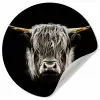 Schotse hooglander - Goud - Hoorns - Zwart wit - Koe - Dieren Wandcirkel behangsticker klein -3d