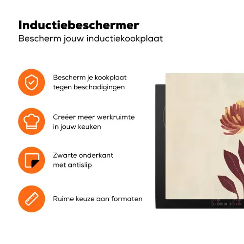 Vrouw - Minimalistisch - Bloem Inductie beschermer vinyl 3mm klein -zzzzzzz-td-ups