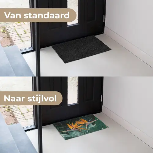 Paradijsvogel - Bloem - Exotisch Deurmat klein -voor-na_NL