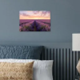 Landschap - Lavendelveld - Paars poster papier klein -sfeer2