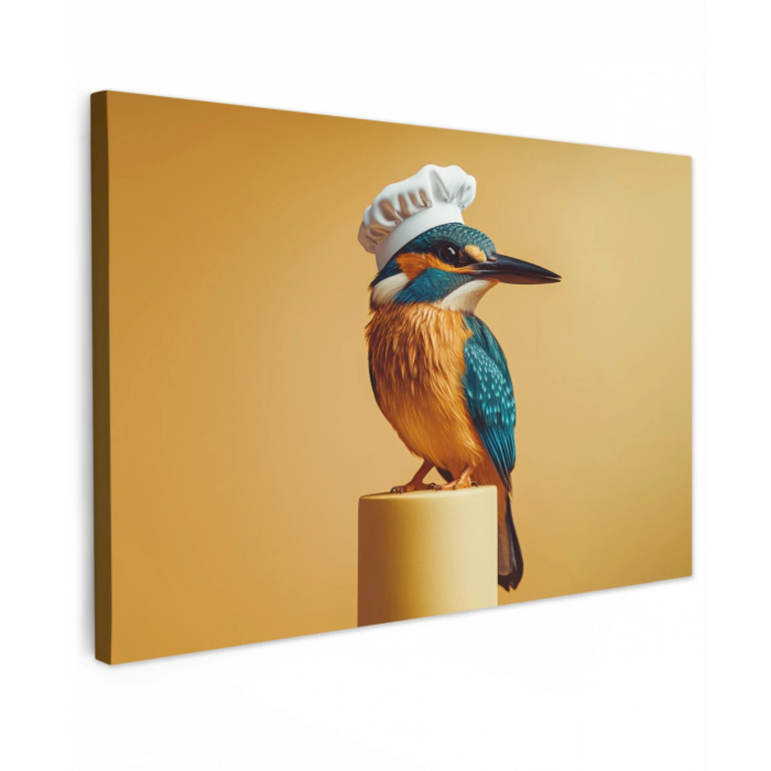 Ijsvogel - Pilaar - Koksmuts - Vogel Tuinposter op houten frame 2 cm dik klein -3d