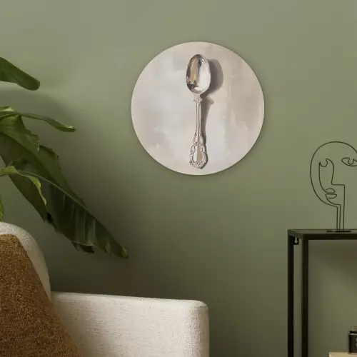 Lepel - Verf - Zilver Akoestische PET Vilt - Rond klein -sfeer2