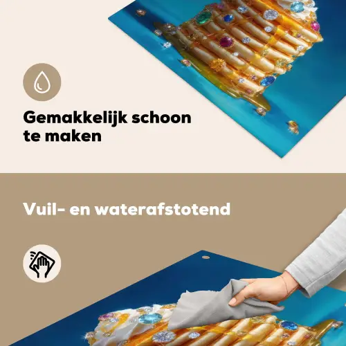 Pannenkoeken - Steentjes - Glitter - Slagroom Inductie beschemer met haakjes middel -ky-schoon-nl