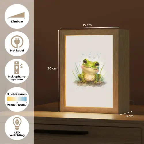 Kikker - Groen - Waterverf - Dieren - Jongen - Meisje Light Box met kabel klein -USP_NL