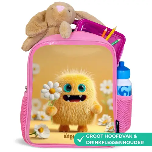 Monster - Wezen - Bloem - Geel Kinderrugzak - Roze middel -inhoud_NL