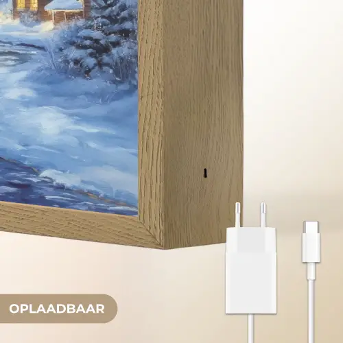 Winteravond - Kerstdorp - Donker Light Box met batterij (Wandlamp) middel -USP_websiteoplaadbaarNL