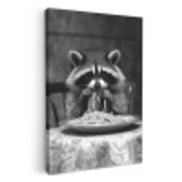 Wasbeer - Cute - Pasta - Tafelkleed - Zwart - Wit KitchenYeah - Keuken - Canvas klein -3d