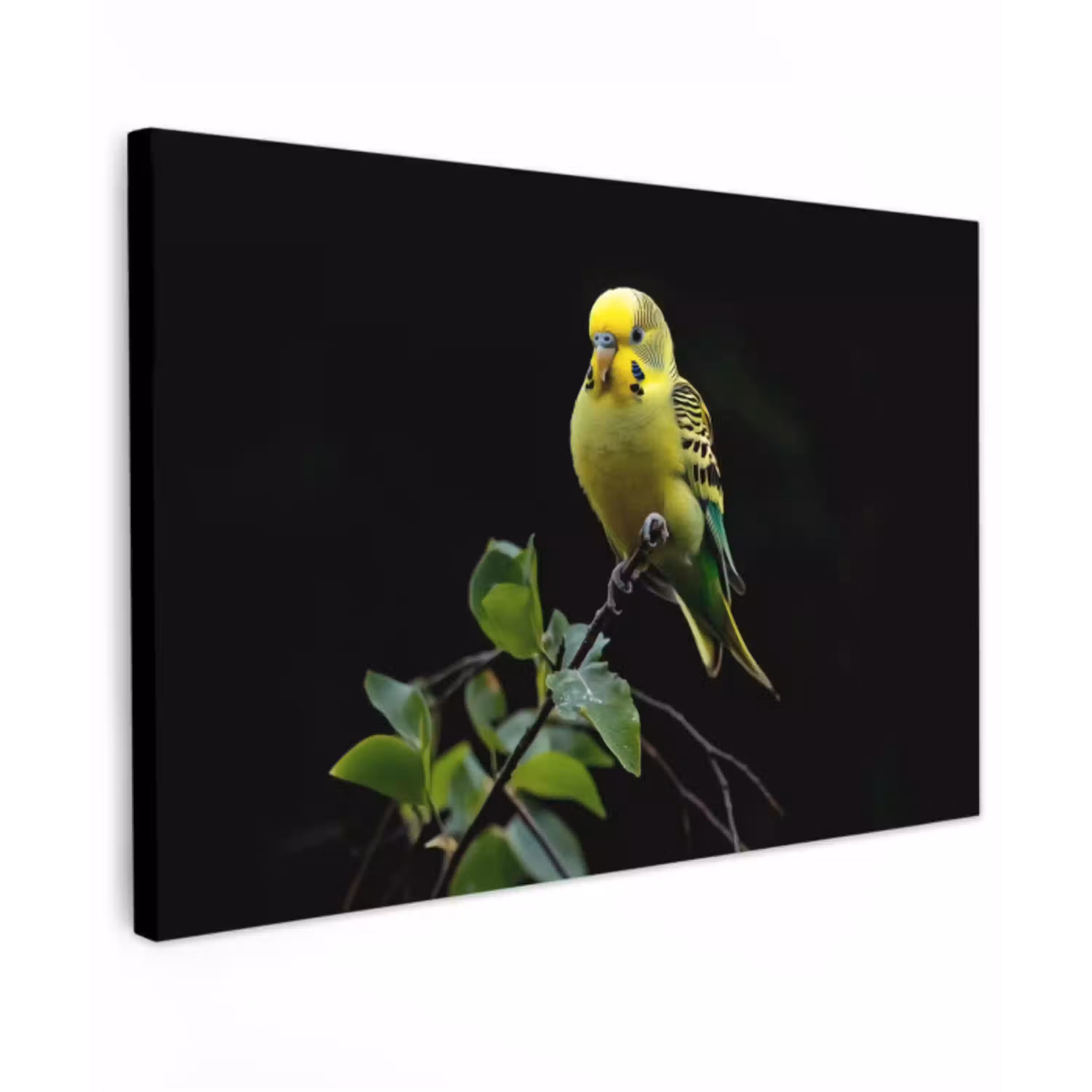 Parkiet - Tak - Bladeren - Geel Tuinposter op houten frame 2 cm dik klein -3d