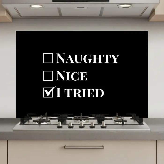 Kerst - Zwart - Wit - Quote - Grappig keuken achterwand spatscherm klein -3d_website