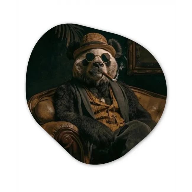 Panda - Hoed - Bril - Pak Wandcirkel Organisch Forex 3mm klein -3d