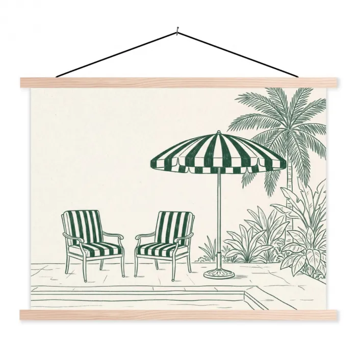 Terras - Illustratie - Groen textielposter latten blank klein -3d