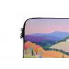 Landschap - Paars - Pastel - Huizen laptophoes neopreen klein -detail