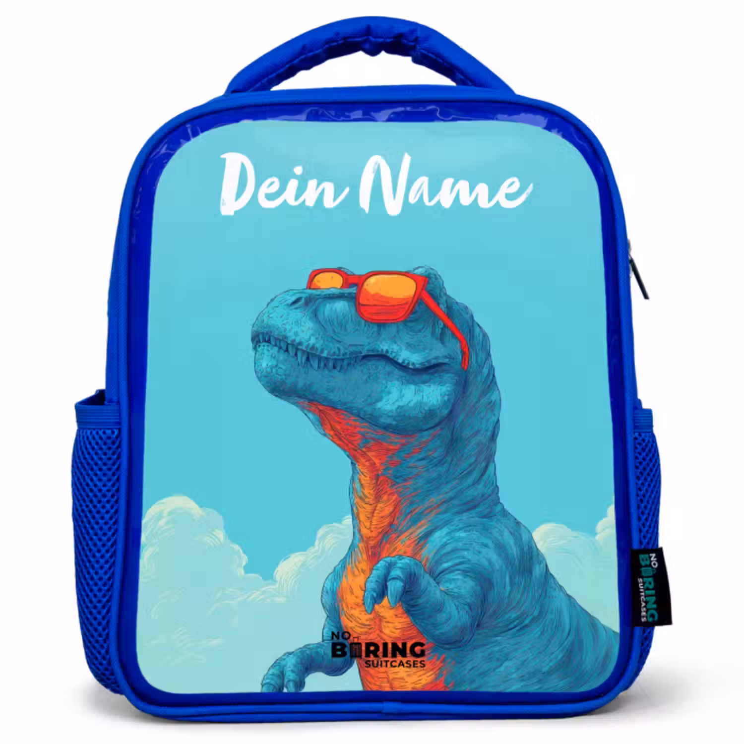 Kinderrucksack mit Namen - Blau - Dino - Sonnenbrille - Blau