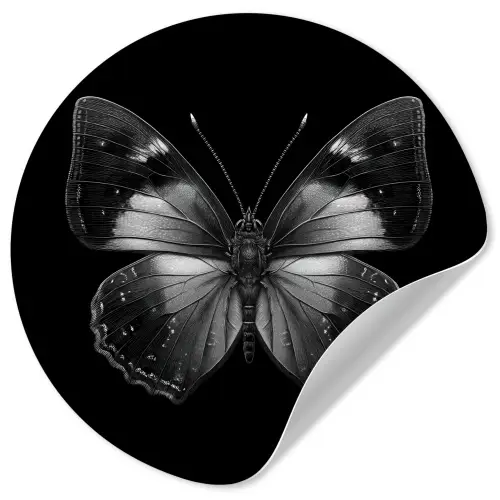 Vlinder - Grijs - Mysterieus Wandcirkel behangsticker klein -3d