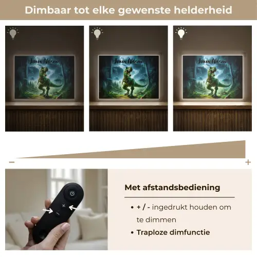 Dino - Jongens - Groen - Blauw - T-Rex Light Box met batterij (Wandlamp kind) middel -USP_dimbaarNL