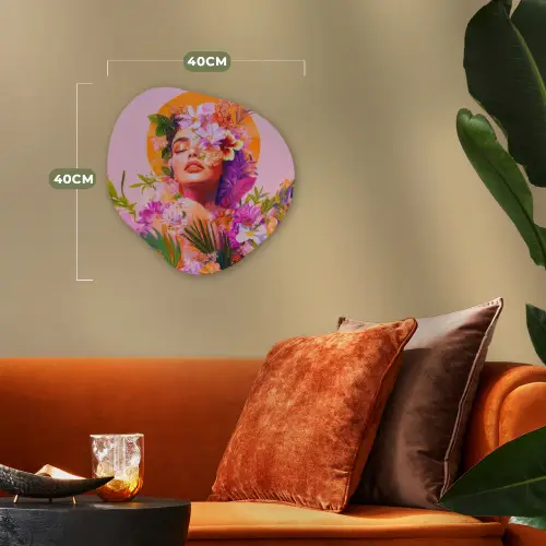 Vrouw - Abstract - Cirkel - Bloemen Wandcirkel Organisch Forex 3mm klein -sfeer3