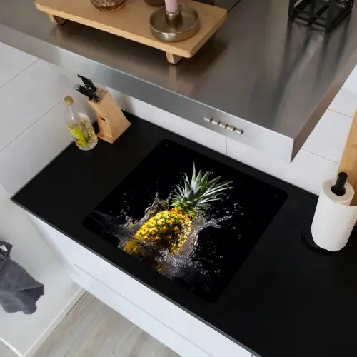 Ananas - Fruit - Water - Planten - Zwart Inductie beschemer met haakjes middel -sfeer1