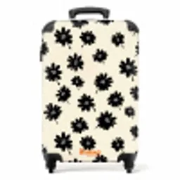 Madeliefjes - Grafisch - Zwart - Beige NBS - Handbagage koffer - Volwassenen Unisex middel -productfoto_recht