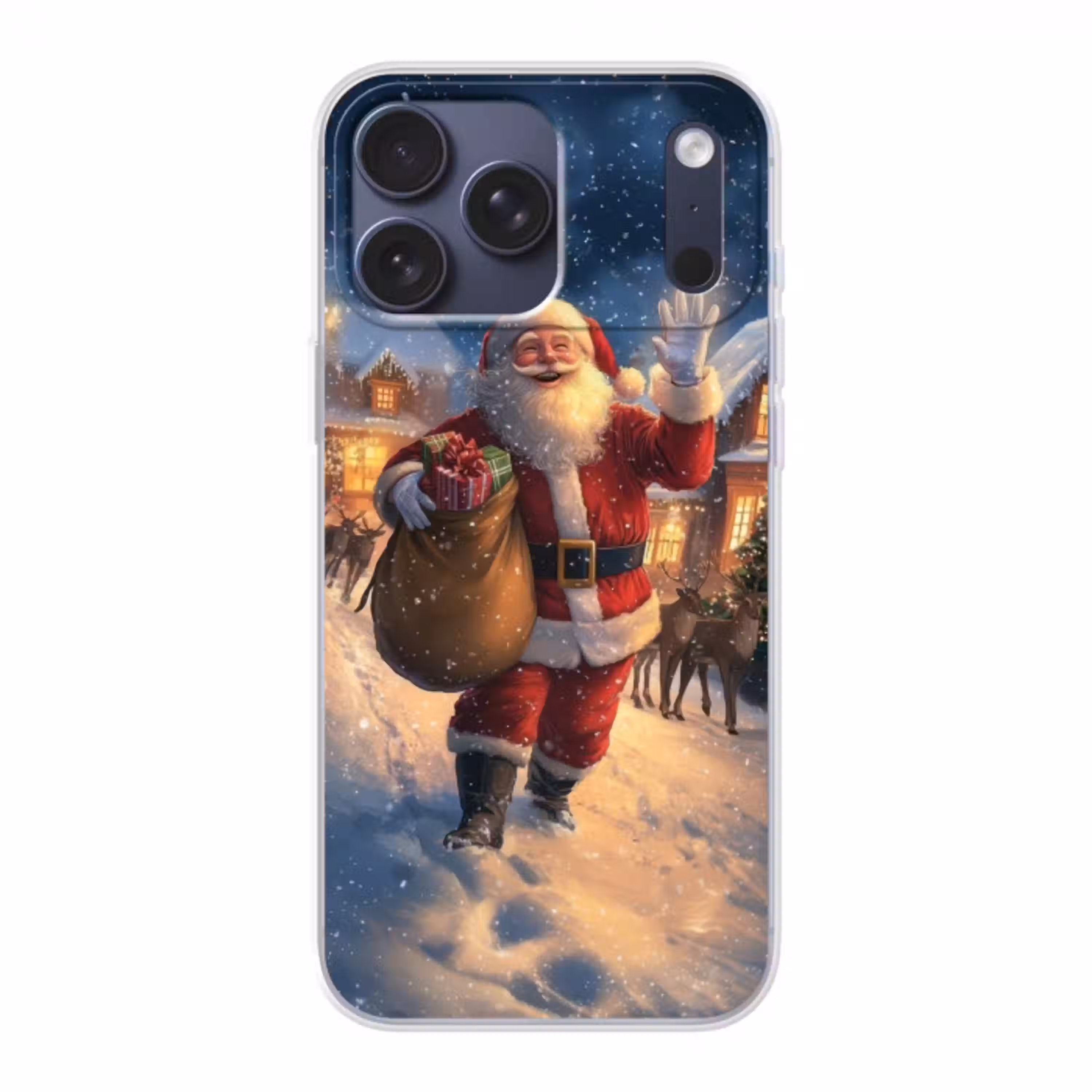 Kerstman - Dorp - Hert - Donker Telefoonhoesje iPhone 17 Pro Max klein -3d