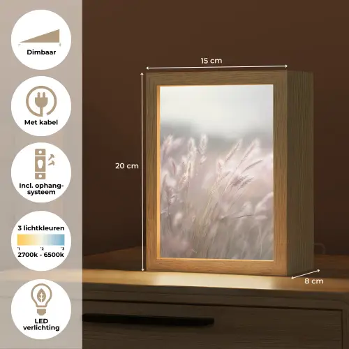 Graspluimen - Wind - Beige - Mistig Light Box met kabel (Tafellamp) klein -USP_NL
