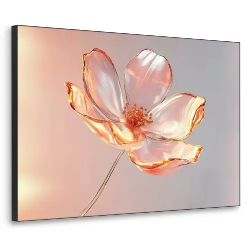 Glazen - Bloem - Roze Textielframe zwart klein -3d