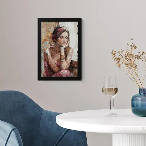 Vrouw - Verflook - Portret - Modern fotolijst zwart zonder passe partout klein -sfeer4
