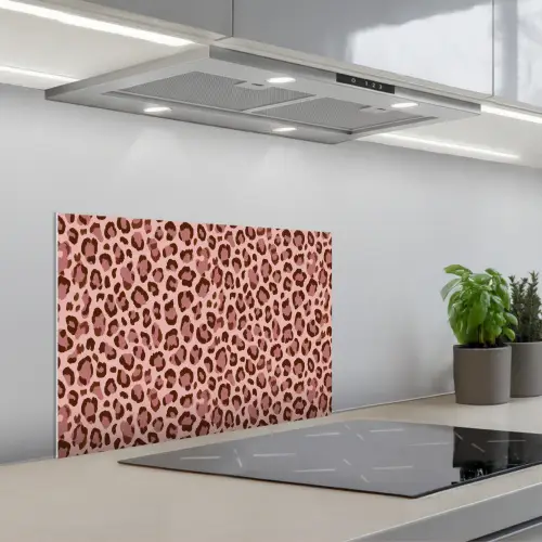 Luipaard - Patroon - Roze keuken achterwand spatscherm klein 900 -3d_schuin