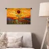 Zonnebloem - Mozaïek - Zonsondergang - Geel Wandkleed katoen klein -sfeer4