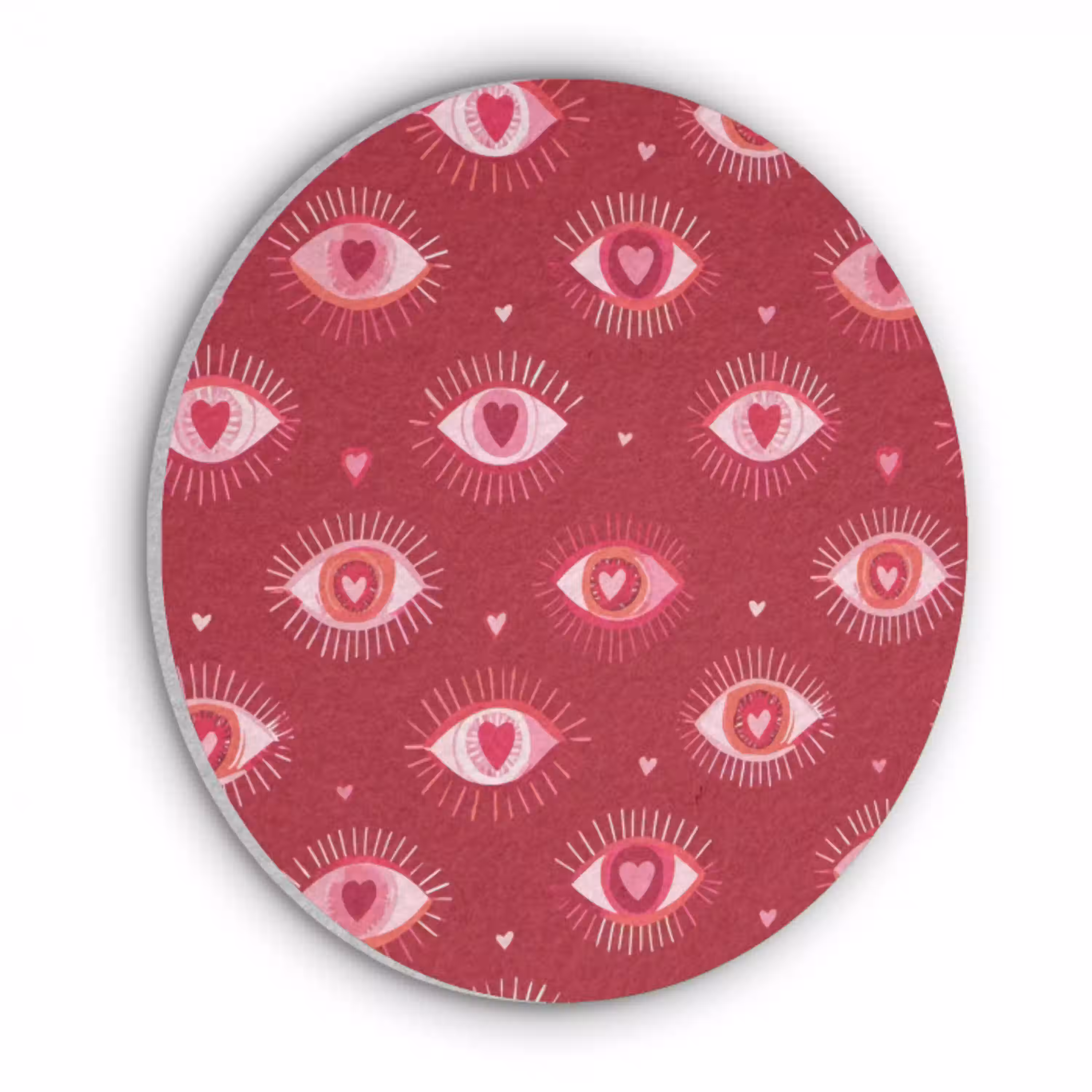 Ogen - Patroon - Roze - Donkerrood Akoestische PET Vilt - Rond klein 838 -3d