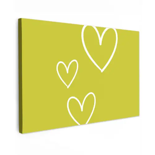Groen - Hartjes - Wit canvas 2cm klein -z3d