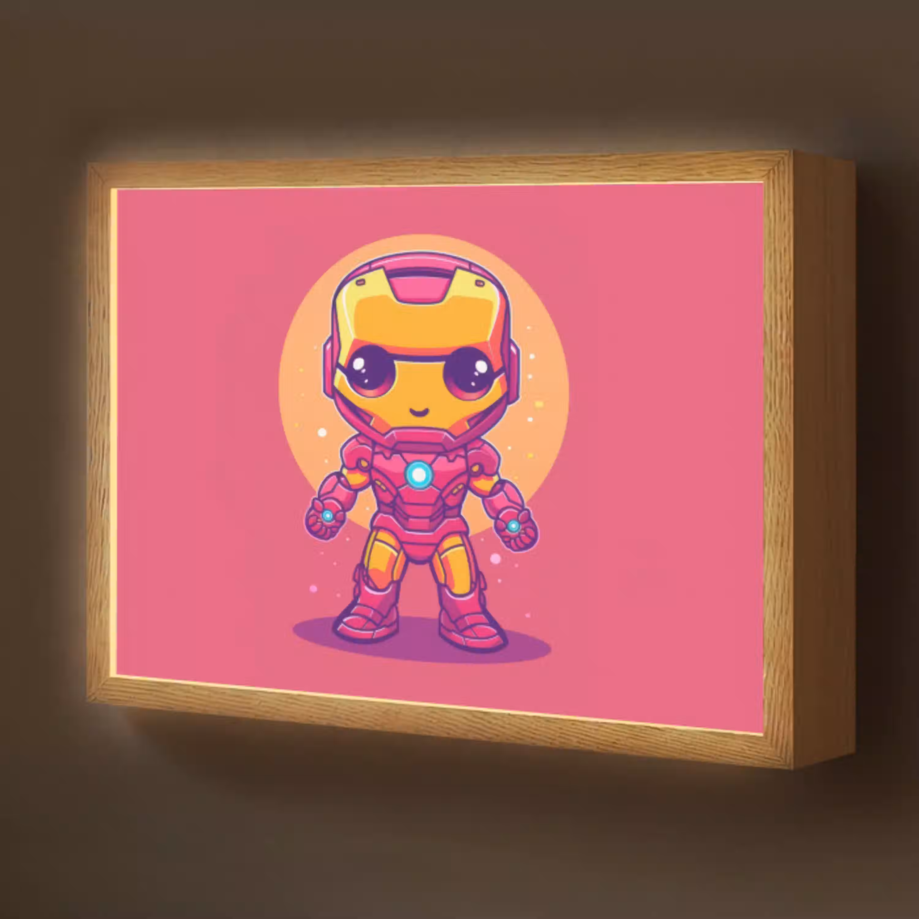 Superheld - Jongens - Rood - Paars Light Box met batterij (Wandlamp kind) middel -z3d_website