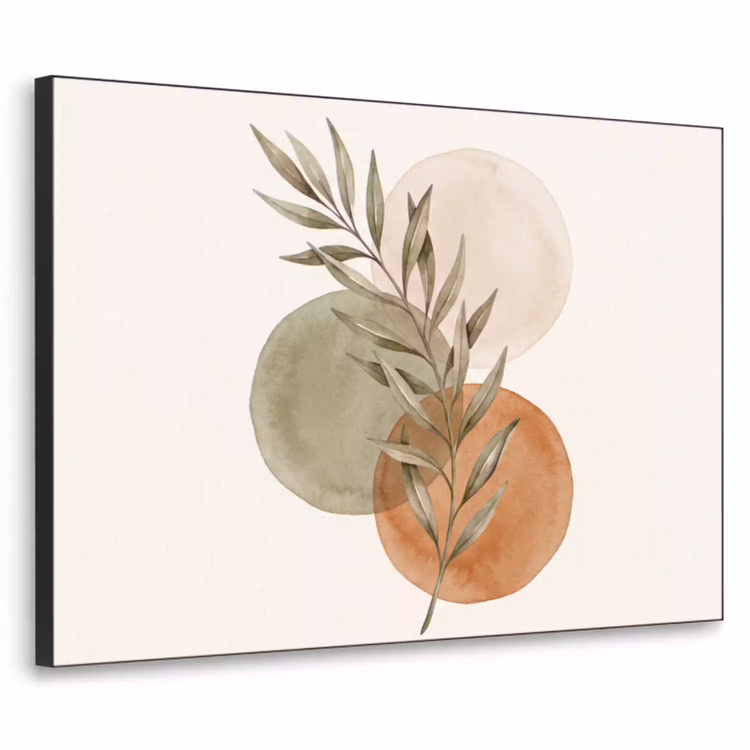 Plant - Cirkels - Abstract Textielframe zwart klein -3d