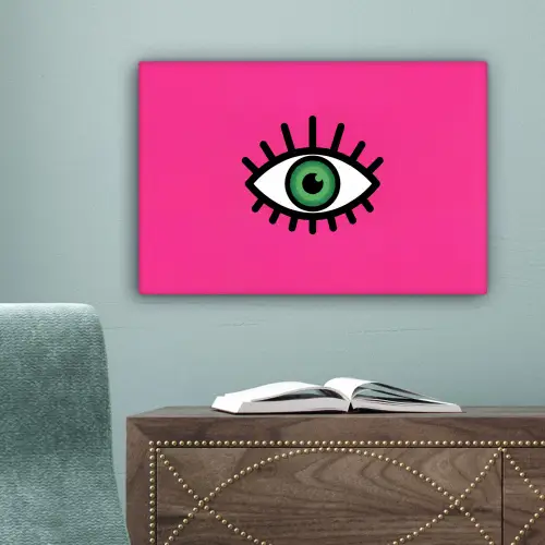 Minimalistisch - Oog - Roze canvas 2cm klein -sfeer4