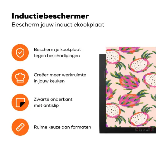 Drakenfruit - Patroon - Roze Inductie beschermer vinyl 3mm klein 276 -zzzzzzz-td-ups