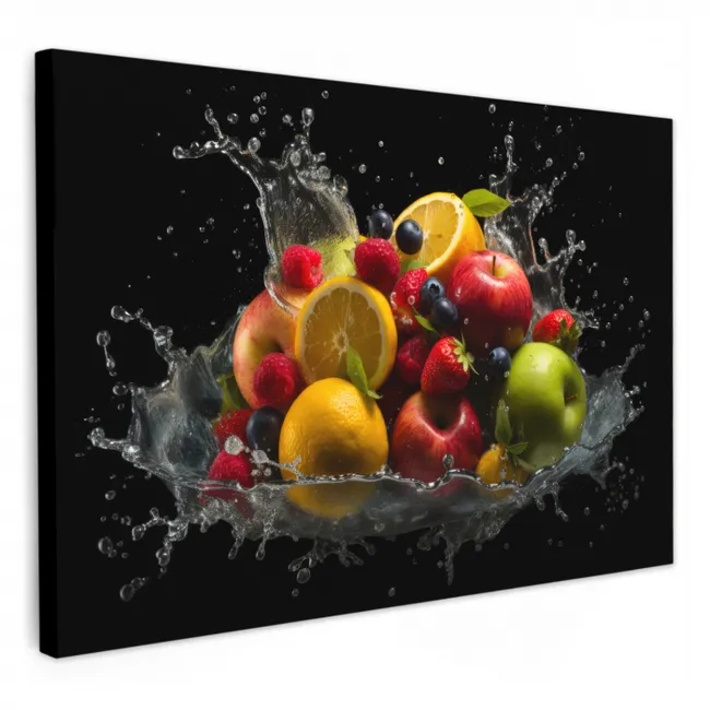 Fruit - Appel - Sinaasappel - Rode vruchten - Water KitchenYeah - Keuken - Canvas klein -3d