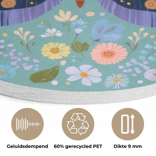 Vlinder - Sierlijk - Bloemen - Bladeren Akoestische PET Vilt - Rond klein -closeup_NL