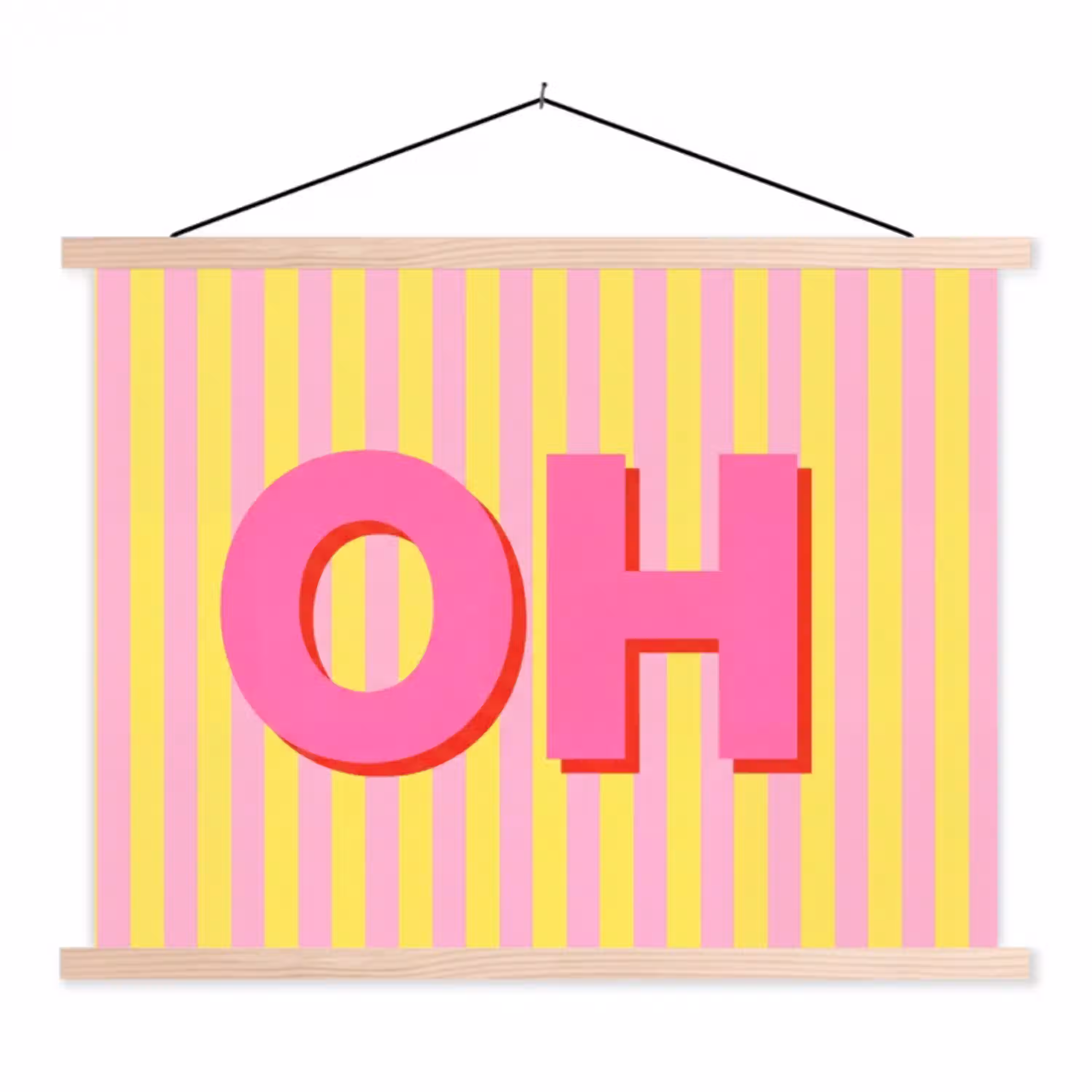 Tekst - Strepen - Roze textielposter latten blank klein -3d